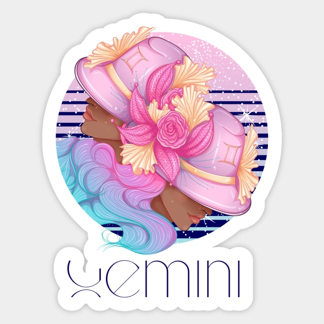 Gemini Zodiac Sign | Circle Beautiful Girl Sticker by Violete Designs